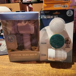 Bytech Power Scrubber with Detachable Brush Head Plus 3 Pack Attachment Pads NEW